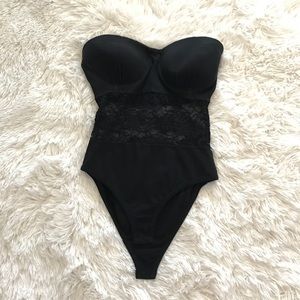 Sexy Black Strapless Bodysuit